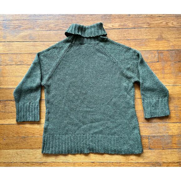 DAVID BROOKS Green Silk Crop Turtleneck Knit Sweater sz L (fits like a Small) - Picture 6 of 9